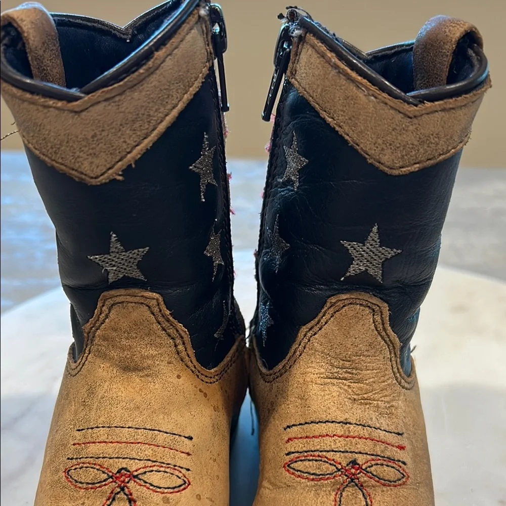 Cody James boys USA flag style 43800 Leather Tan & Blue Ankle-High Boots size 5D